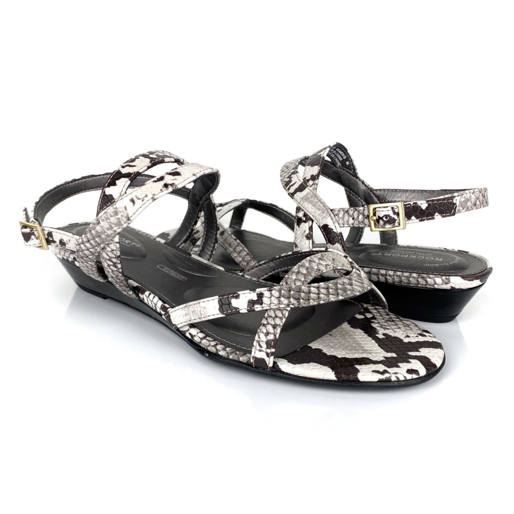 Rockport Total Motion Women's Zandra Snakeskin Print Slingback Sandals Size 7.5